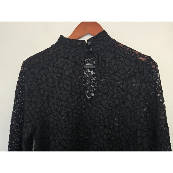 Jessica Simpson Top Womens L Black Lace Maternity High Neck Sheer Whimsigoth - Picture 2 of 7